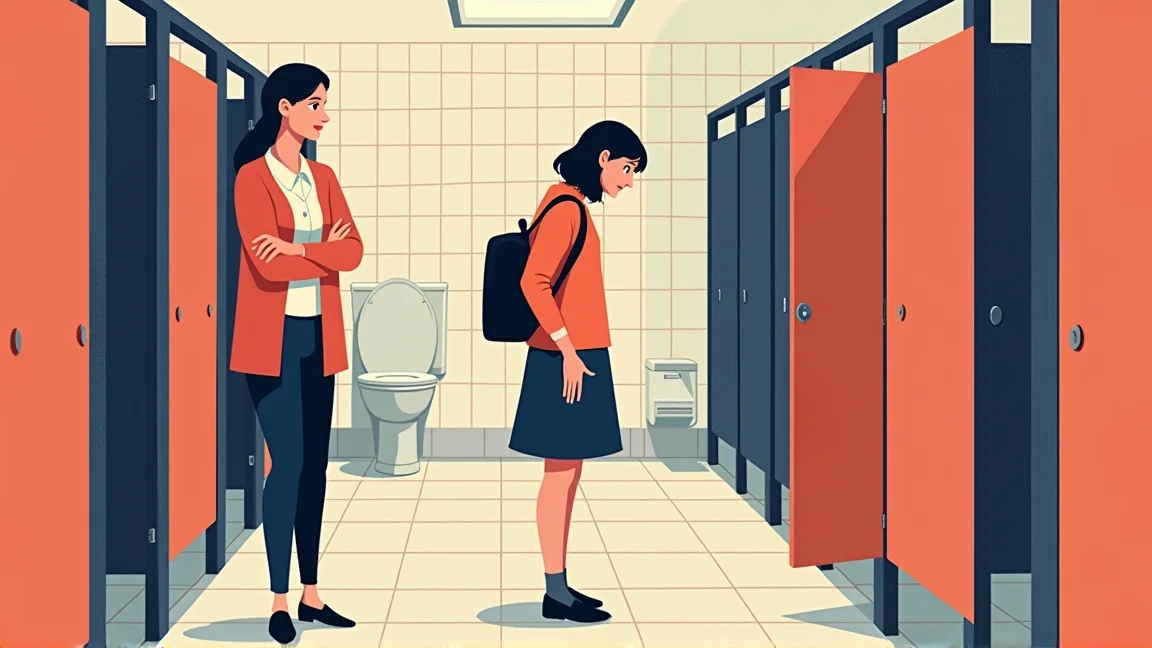 「私じゃないです！本当に！」水の流れないトイレの個室を出たら、腕を組んだ英語の先生が順番を待っていた話