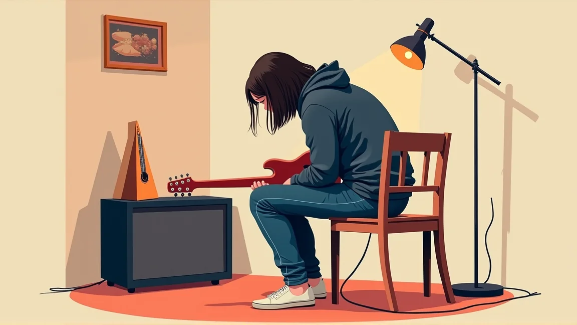 「メトロノームの音で発症する謎の病気じゃなくてよかった」ギター歴10年あまり、速く弾こうとすると目の前が暗くなる原因に気づいて、笑い出してしまった話